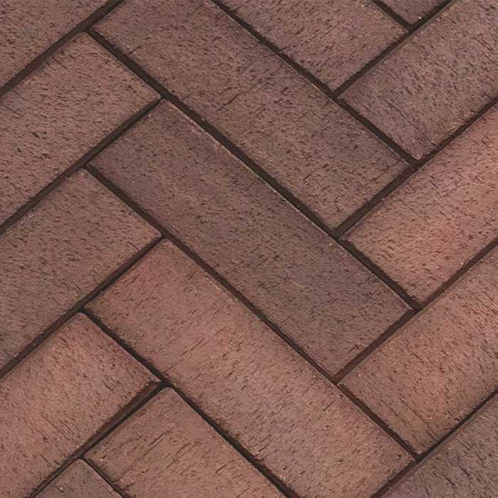 Клинкерная брусчатка ЛСР Глазго темно-красный флэшинг лонг, 250x80x50 мм