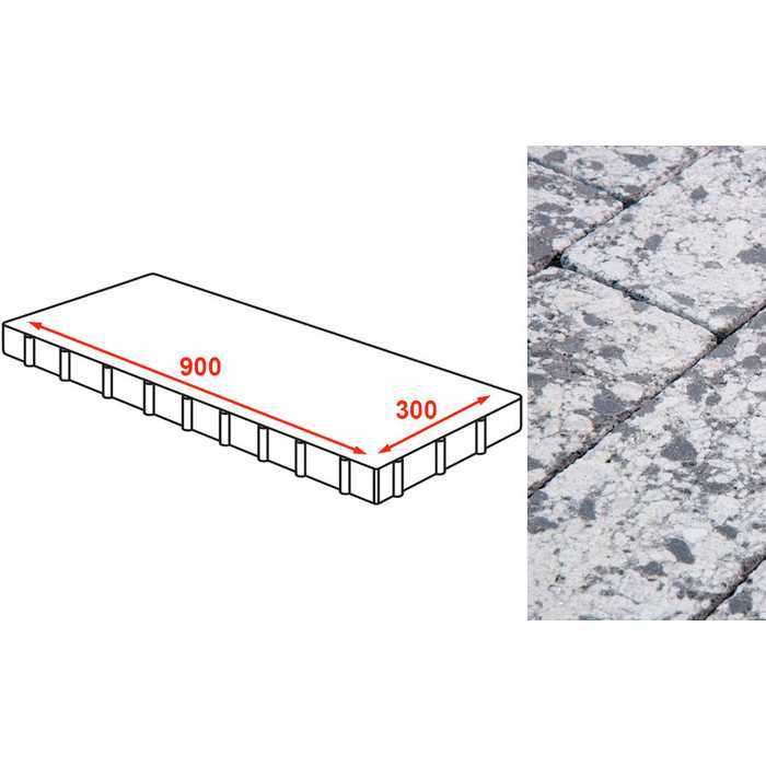 Плита тротуарная Готика Granite FINERRO, Диорит 900x300x80 мм
